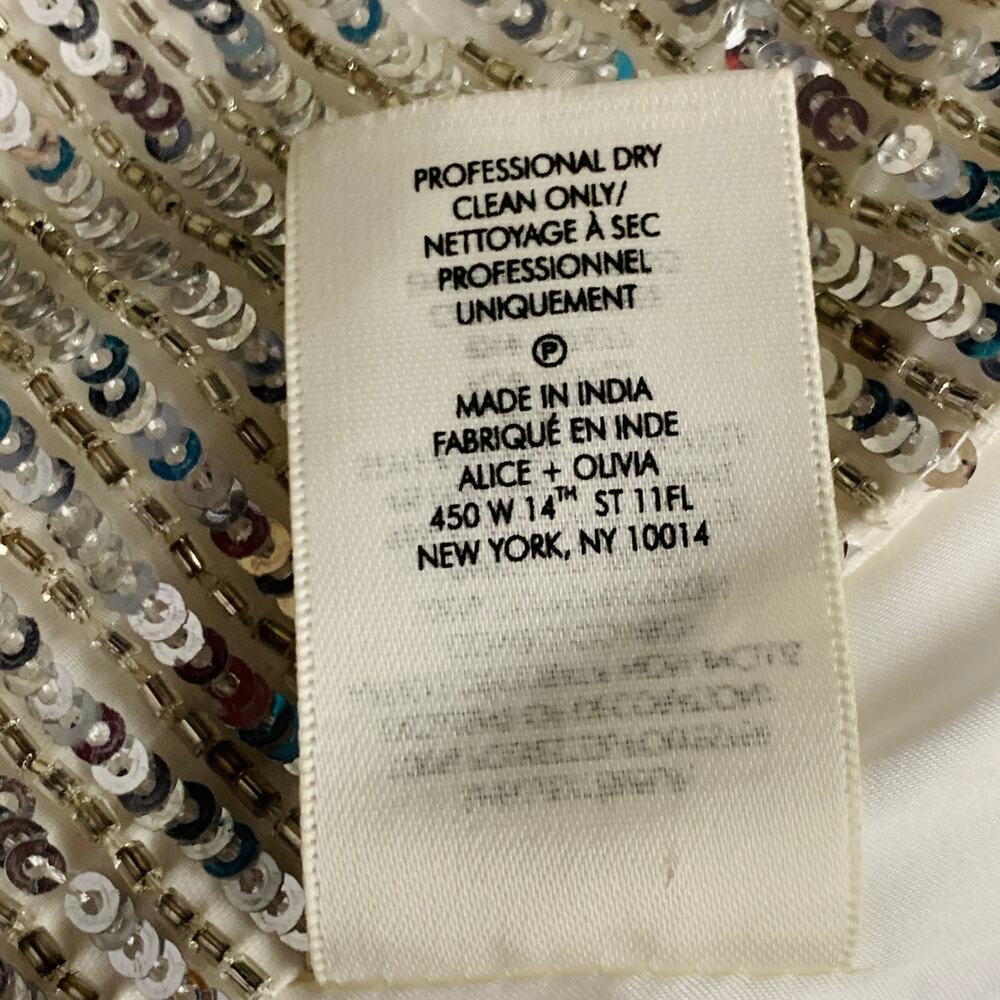 ALICE + OLIVIA Size S Silver Polyester Sequined Stripe Jacket Blazer - Picture 7 of 7
